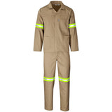 Trade Polycotton Conti Suit - Reflective Arms & Legs - Yellow Tape KHAKI