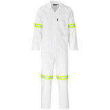 Trade Polycotton Conti Suit - Reflective Arms & Legs - Yellow Tape WHITE