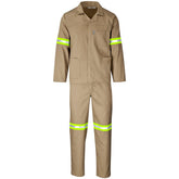 Trade Polycotton Conti Suit - Reflective Arms, Legs & Back - Yellow Tape KHAKI