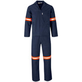 Technician 100% Cotton Conti Suit - Reflective Arms & Legs - Orange Tape NAVY