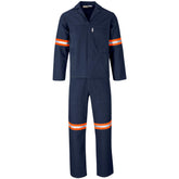 Technician 100% Cotton Conti Suit - Reflective Arms, Legs & Back - Orange Tape NAVY