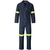 Vintage 100% Cotton Denim Conti Suit - Reflective Arms & Legs - Yellow Tape DARK BLUE