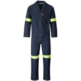 Vintage 100% Cotton Denim Conti Suit - Reflective Arms, Legs & Back - Yellow Tape DARK BLUE
