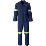 Trade Polycotton Conti Suit - Reflective Arms & Legs - Yellow Taped NAVY