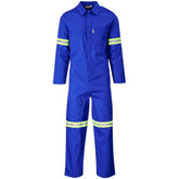 Safety Polycotton Boiler Suit - Reflective Arms & Legs - Yellow Tape ROYAL BLUE