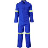 Safety Polycotton Boiler Suit - Reflective Arms & Legs - Yellow Tape ROYAL BLUE