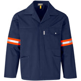 Site Premium Polycotton Jacket - Reflective Arms & Back - Orange Tape NAVY