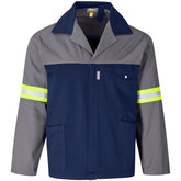 Site Premium Two-Tone Polycotton Jacket - Reflective Arms - Yellow Tape GREY