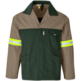 Site Premium Two-Tone Polycotton Jacket - Reflective Arms - Yellow Tape KHAKI