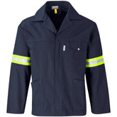 Artisan Premium 100% Cotton Jacket - Reflective Arms - Yellow Tape NAVY