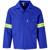 Artisan Premium 100% Cotton Jacket - Reflective Arms & Back - Yellow Tape ROYAL BLUE