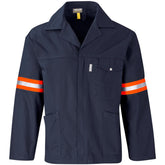 Artisan Premium 100% Cotton Jacket - Reflective Arms & Back - Orange Tape NAVY