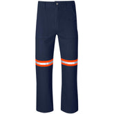 Artisan Premium 100% Cotton Pants - Reflective Legs - Orange Tape NAVY