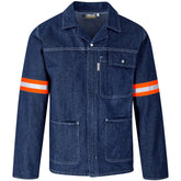 Cast Premium 100% Cotton Denim Jacket - Reflective Arms - Orange Tape BLUE