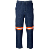 Cast Premium 100% Cotton Denim Pants - Reflective Legs - Orange Tape BLUE