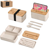Okiyo Dura Wheat Straw & Bamboo Lunch Box Set NATURAL