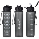 Eva & Elm Neptune Plastic Water Bottle - 1 Litre BLACK