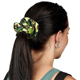 Pre-Printed Sample Hoppla Botanic Polyester Hair Scrunchie BLACK