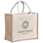 Okiyo Chinsai Midi Jute & Cotton Tote NATURAL