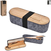 Okiyo Byoga Recycled PET Felt & Bamboo Stationery Case GREY