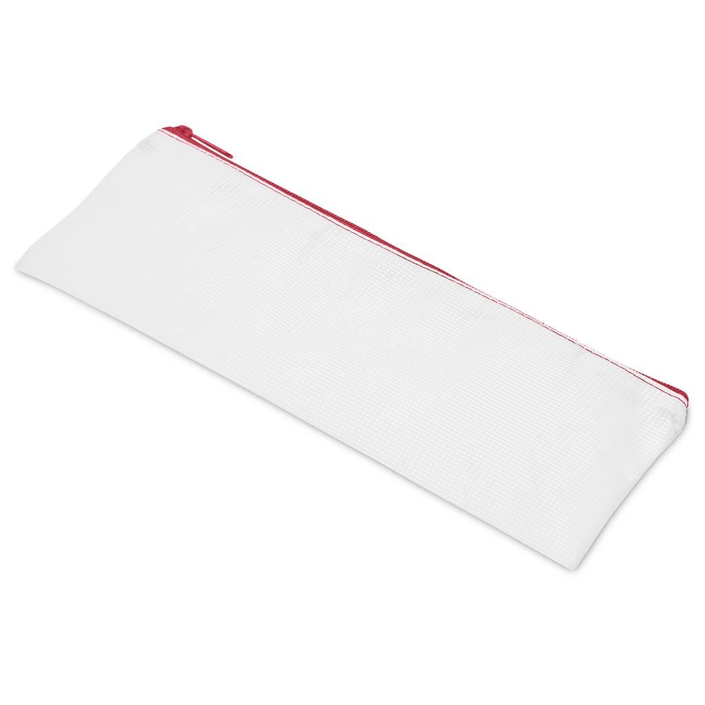 Pre-Production Sample Hoppla Parker Recycled PET Stitch-Bond Pencil Case RED