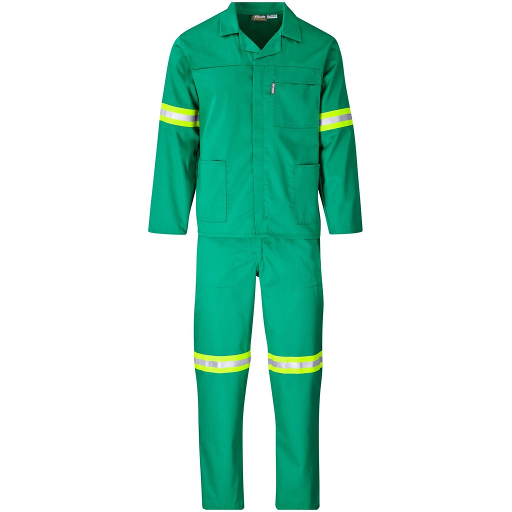 Trade Polycotton Conti Suit - Reflective Arms & Legs - Yellow Tape GREEN