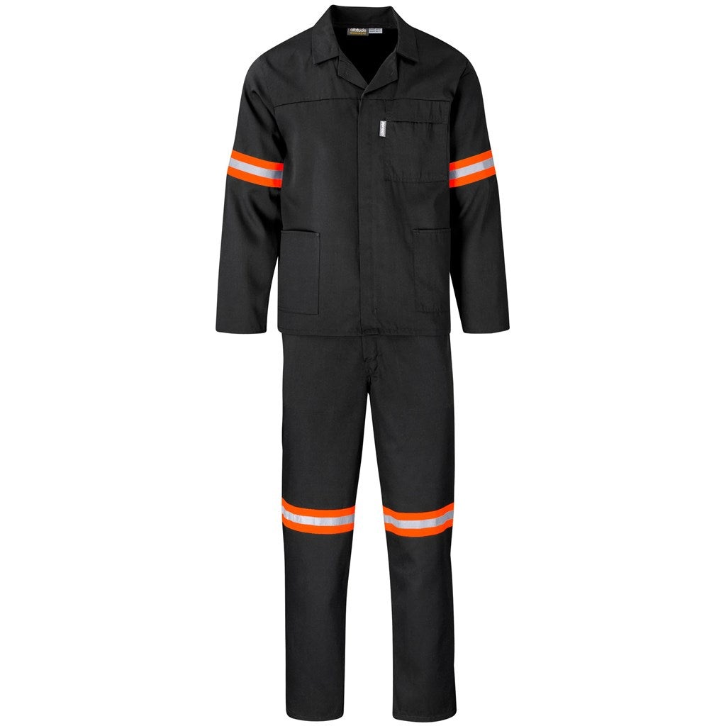 Trade Polycotton Conti Suit - Reflective Arms & Legs - Orange Tape BLACK