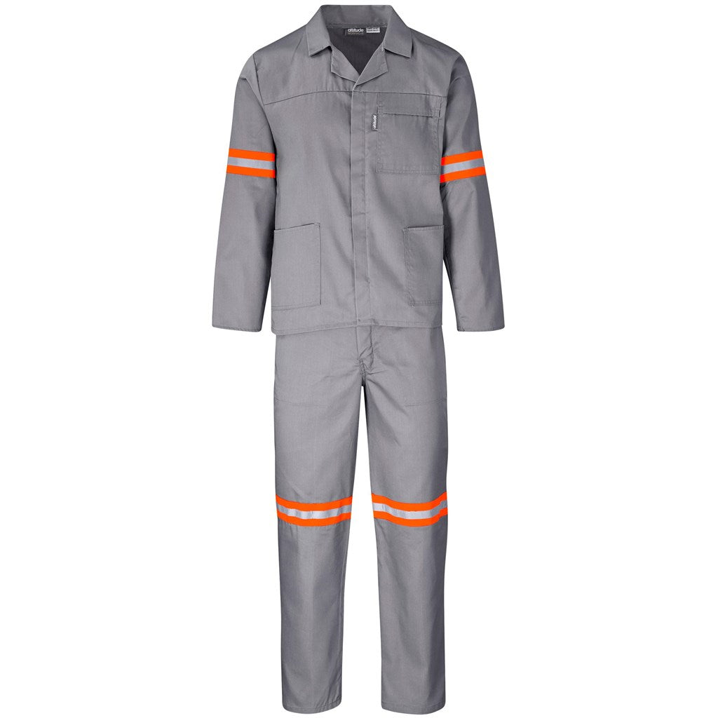 Trade Polycotton Conti Suit - Reflective Arms & Legs - Orange Tape GREY