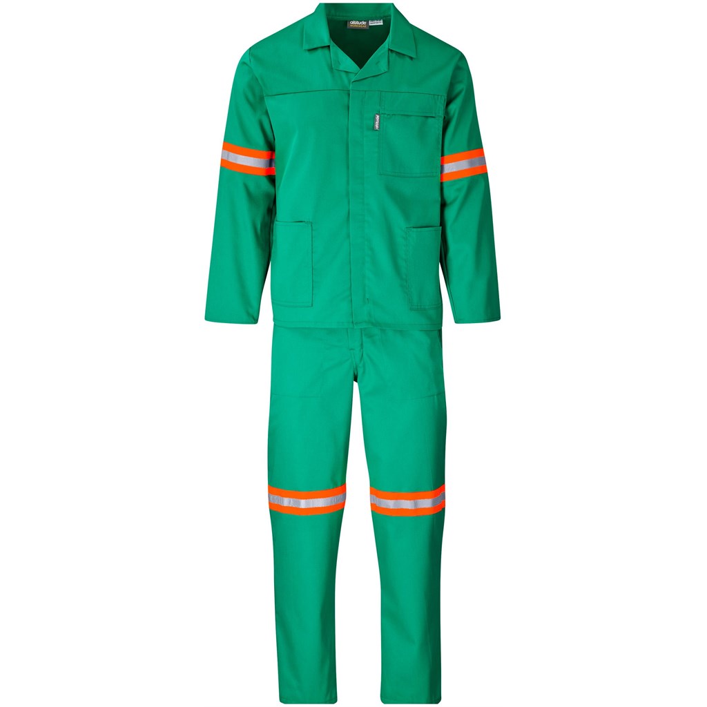 Trade Polycotton Conti Suit - Reflective Arms & Legs - Orange Tape GREEN