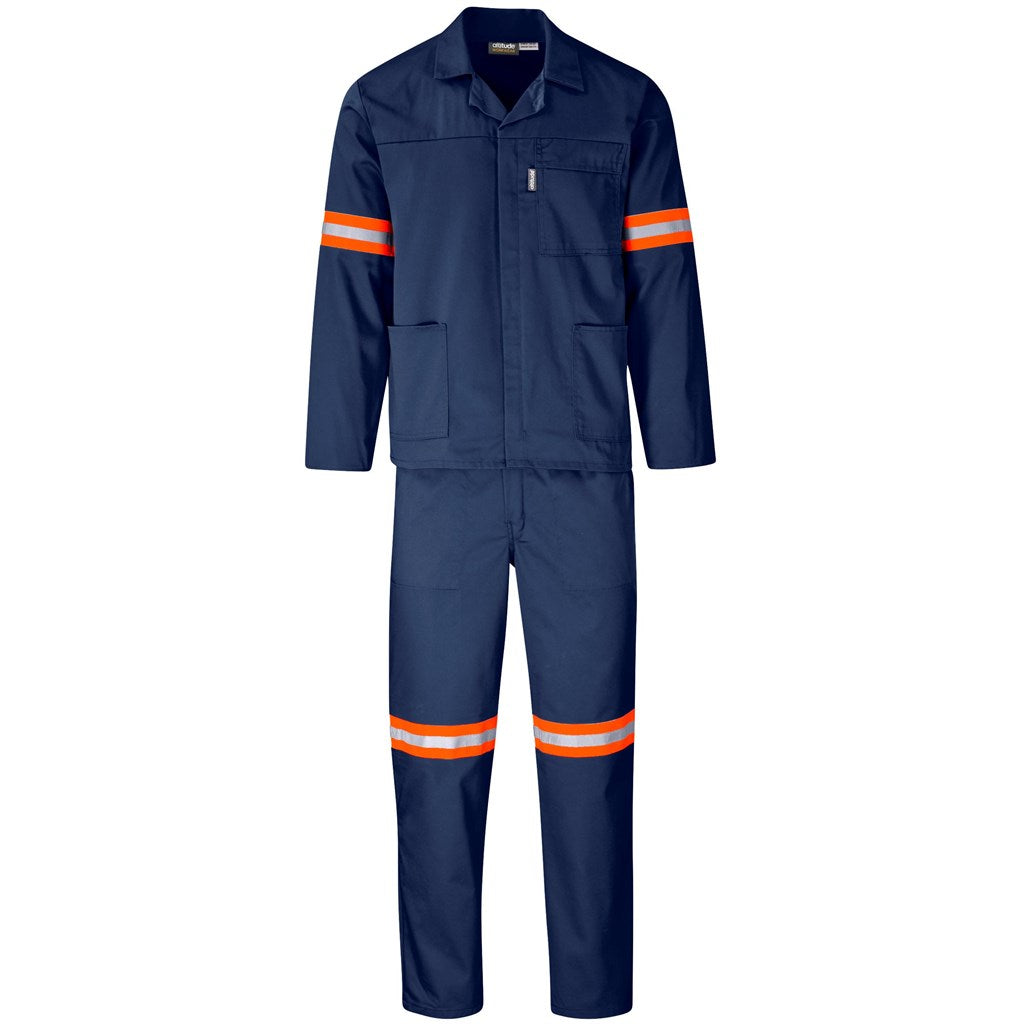 Trade Polycotton Conti Suit - Reflective Arms & Legs - Orange Tape NAVY