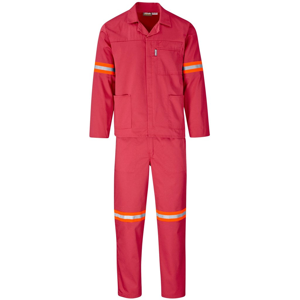 Trade Polycotton Conti - Suit Reflective Arms, Legs & Back - Orange Tape RED