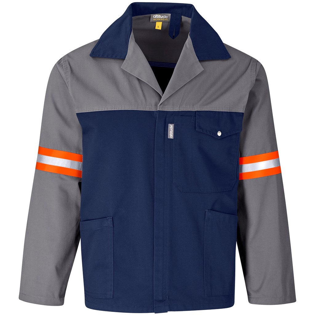 Site Premium Two-Tone Polycotton Jacket - Reflective Arms - Orange Tape GREY