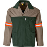 Site Premium Two-Tone Polycotton Jacket - Reflective Arms & Back - Orange Tape KHAKI