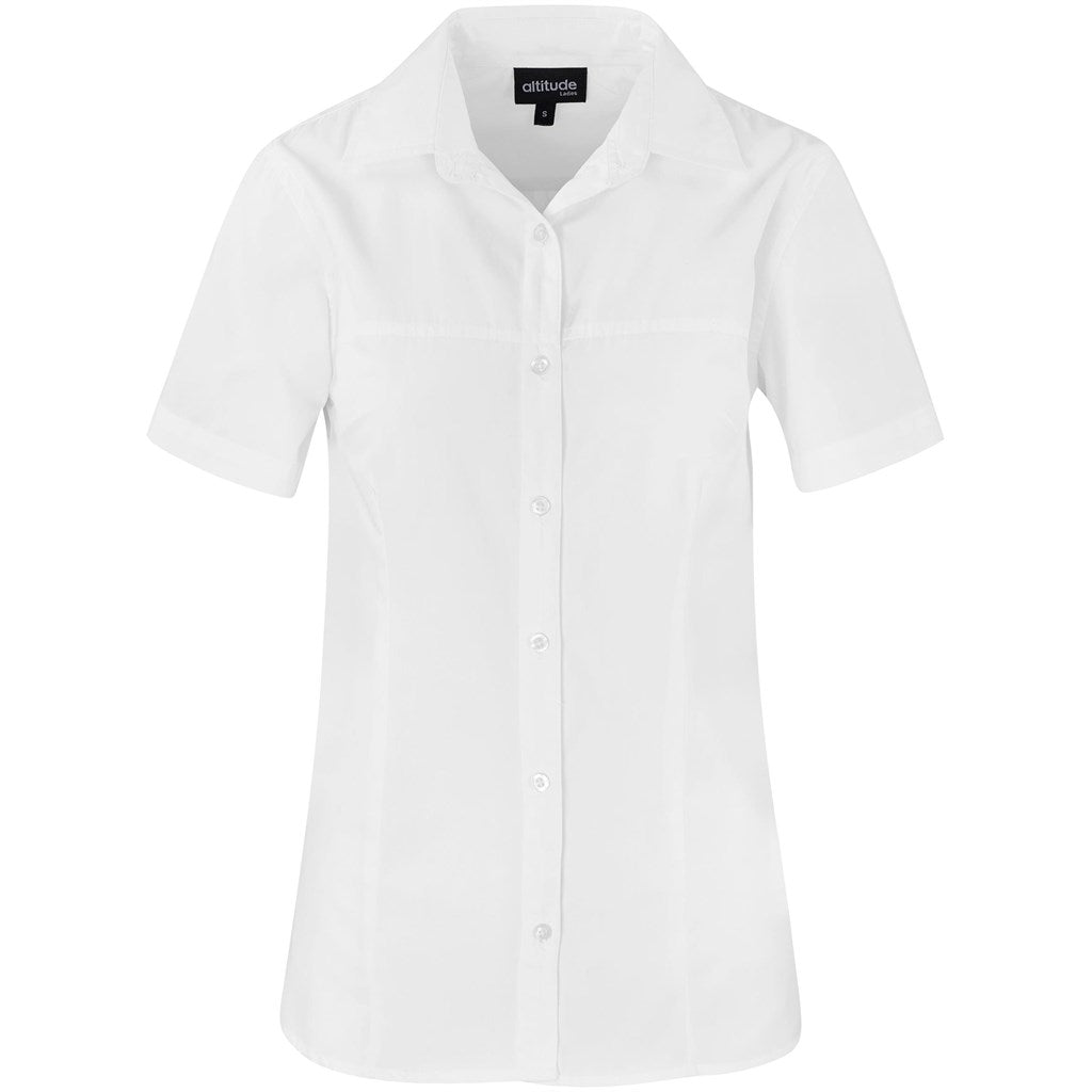Ladies Short Sleeve Empire Shirt WHITE