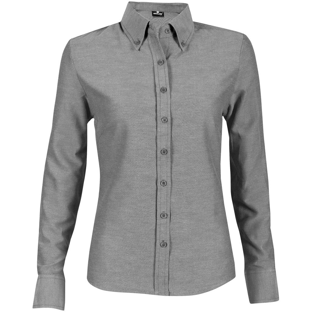 Ladies Long Sleeve Oxford Shirt - Charcoal CHARCOAL