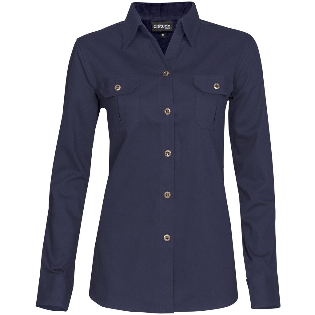 Ladies Long Sleeve Oryx Bush Shirt - Navy NAVY
