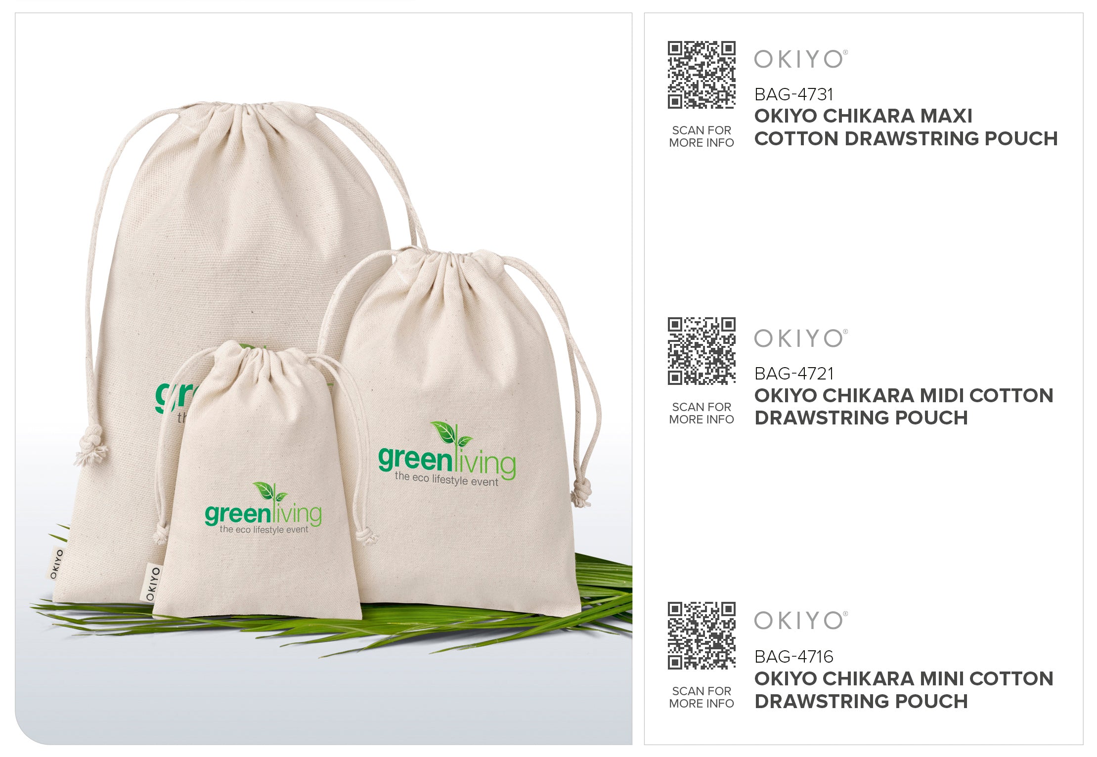 Okiyo Chikara Midi Cotton Drawstring Pouch