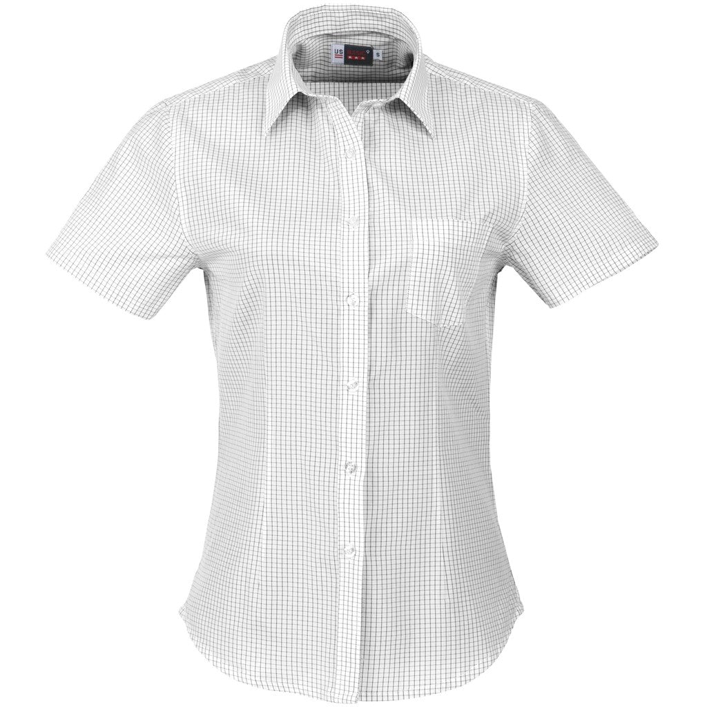 Ladies Short Sleeve Huntington Shirt - White Black WHITE BLACK
