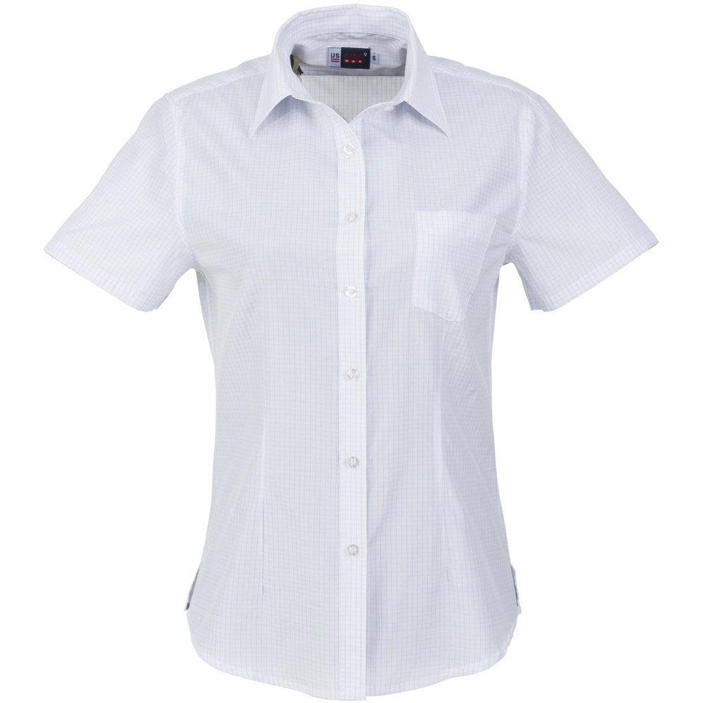 Ladies Short Sleeve Huntington Shirt - White Light Blue WHITE LIGHT BLUE