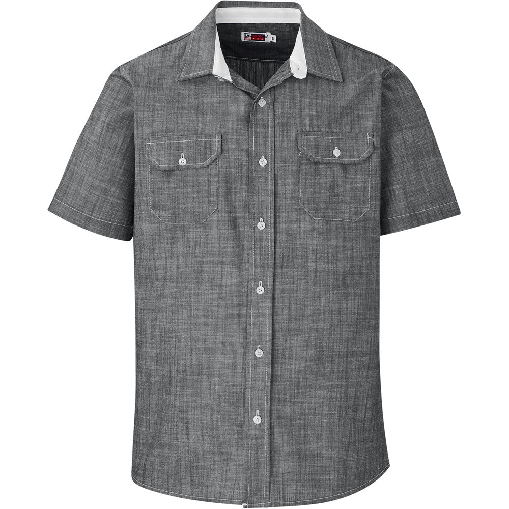Mens Short Sleeve Windsor Shirt - Grey GREY