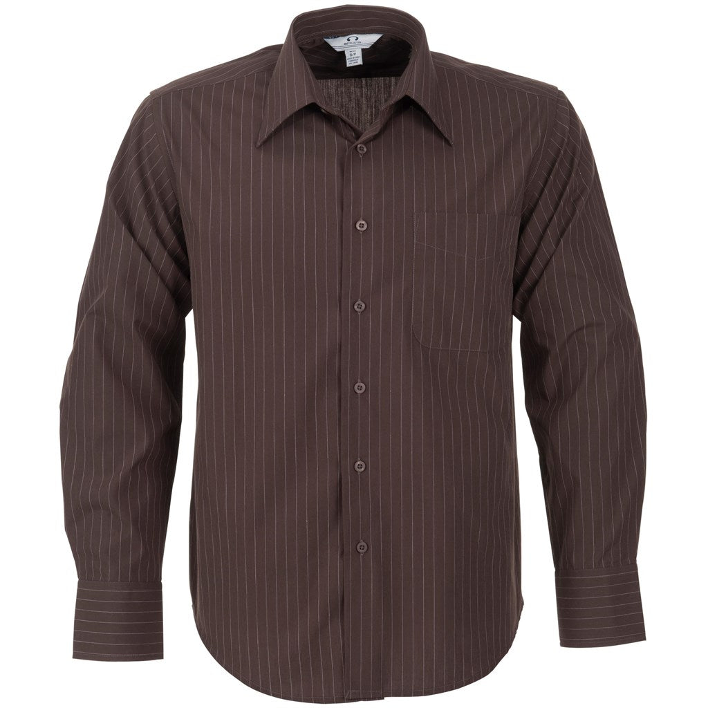 Mens Long Sleeve Manhattan Striped Shirt - Brown Old BROWN OLD