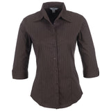 Ladies 3/4 Sleeve Manhattan Striped Shirt - Brown Old BROWN OLD