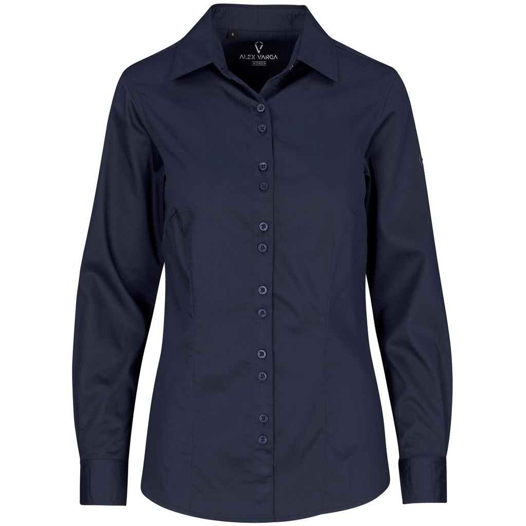 Ladies Long Sleeve Alex Varga Opus Stretch Shirt NAVY