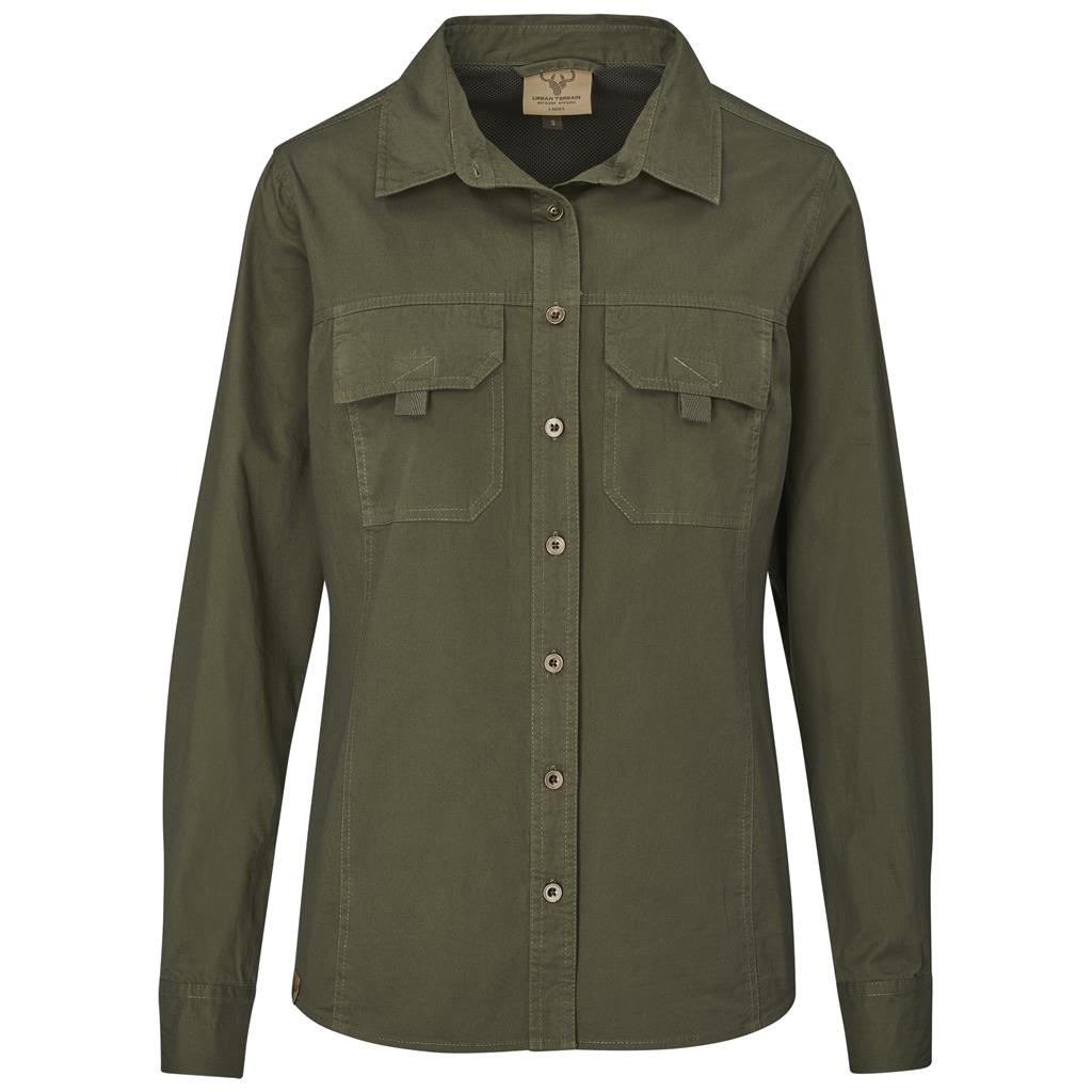 Ladies Long Sleeve Mawenzi Twill Shirt OLIVE