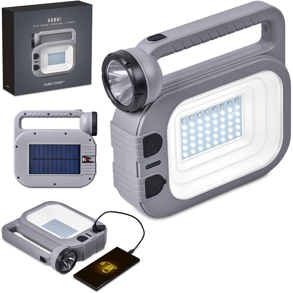 Swiss Cougar Hanoi Solar Lantern & Power Bank - 2,400mAh GREY