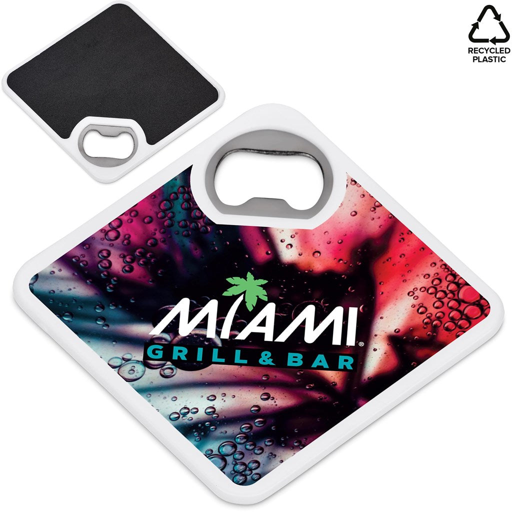 Altitude Sela Recycled Plastic Bottle Opener Coaster SOLID WHITE