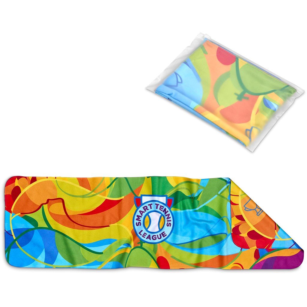 Pre-Printed Sample Hoppla Relay Sports Towel - Double-Sided Branding SOLID WHITE