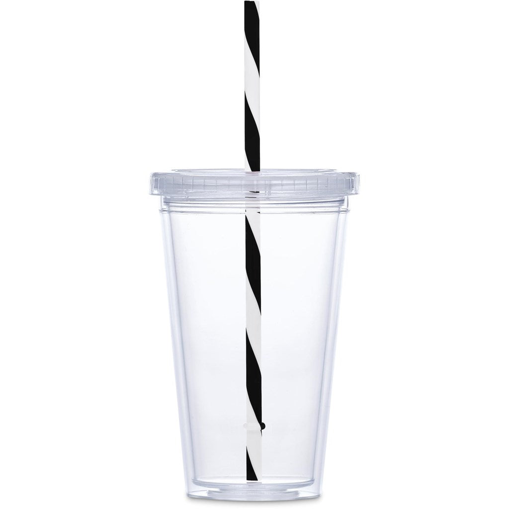 Malibu Double-Wall Plastic Tumbler & Straw - 470ml - Lime