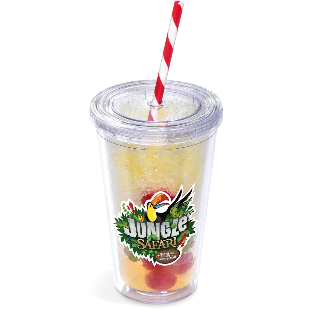 Malibu Double-Wall Plastic Tumbler & Straw - 470ml - Lime RED