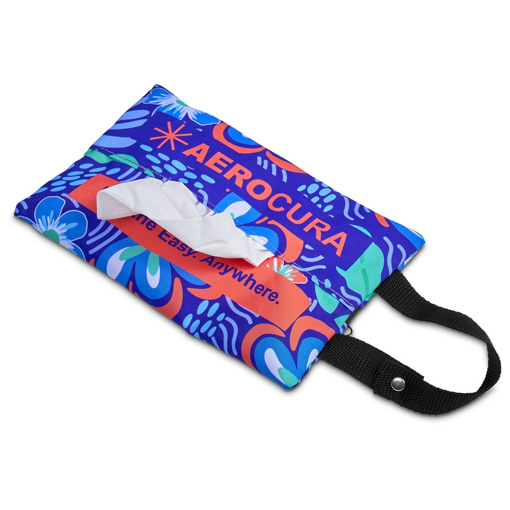 Pre-Printed Sample Hoppla Hanki Polyester Travel Tissue Pouch